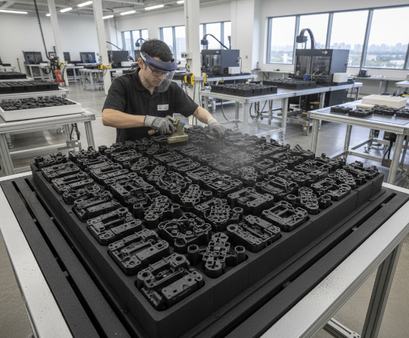 MJF 3D printing powder cake cleaning