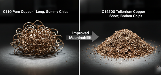 C110 copper chips vs broken C14500 chips C110 copper chips vs broken C14500 chips