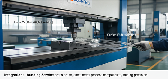 Laser cut part in Bending Service press brake