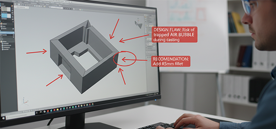DFM analysis for vacuum casting
