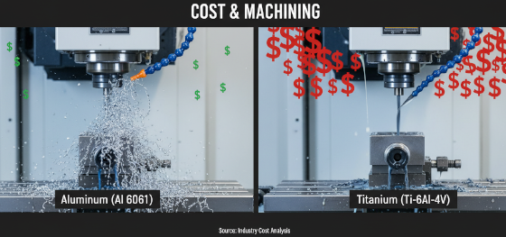 machining cost aluminum vs titanium