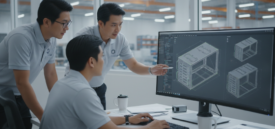 factory engineers reviewing cad blueprints factory engineers reviewing cad blueprints