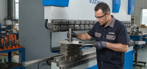 operator aligning press brake dies operator aligning press brake dies