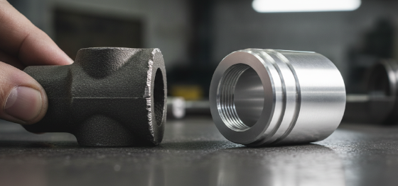 comparing raw metal parts against fully machined finished hardware comparing raw metal parts against fully machined finished hardware