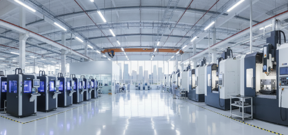 High end powder bed printers operating synchronously alongside heavy CNC machining centers
