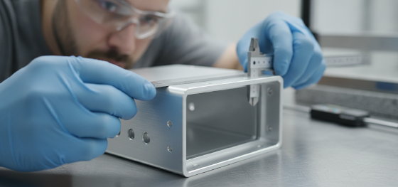 measuring completed custom metal enclosure measuring completed custom metal enclosure