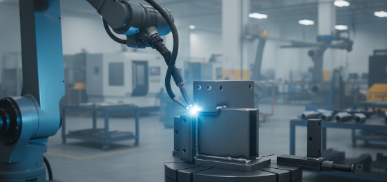 Robotic TIG welding on a 1018 steel mechanical bracket showing a perfect weld bead without HAZ cracking_ Robotic TIG welding on a 1018 steel mechanical bracket showing a perfect weld bead without HAZ cracking_