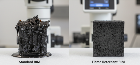 comparison of standard and flame retardant polyurethane RIM materials after fire exposure comparison of standard and flame retardant polyurethane RIM materials after fire exposure