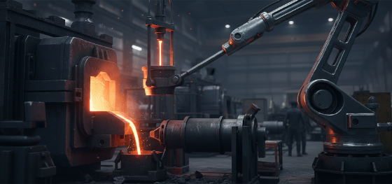 robotic pouring ladle operating in extreme heat foundry environments