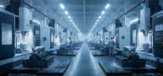 Heavy CNC milling center violently carving solid steel billets for durable engineering testing models Heavy CNC milling center violently carving solid steel billets for durable engineering testing models
