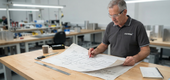 inspecting sheet metal assembly blueprint