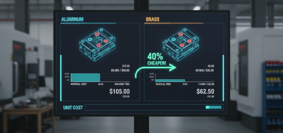 Manufacturing dashboard comparing raw material costs against rapid machine cycle times for metal alloys