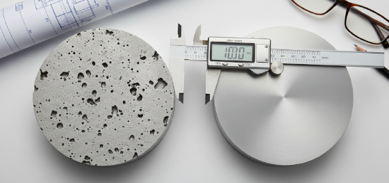 comparing internal metal density between standard and vacuum processes