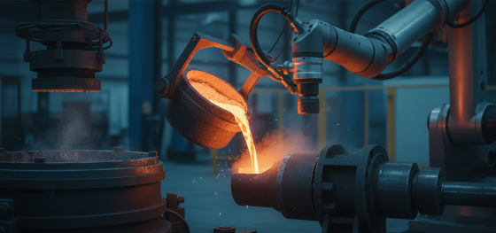 robotic pouring mechanisms in heavy industrial metallurgy