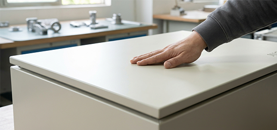 visual inspection of surface flatness on large scale plastic parts