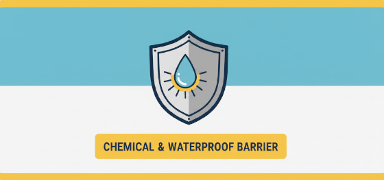chemical resistance and waterproof metallurgical barrier icon