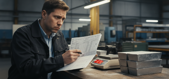 analyzing metal weight and material costs of zinc ingots