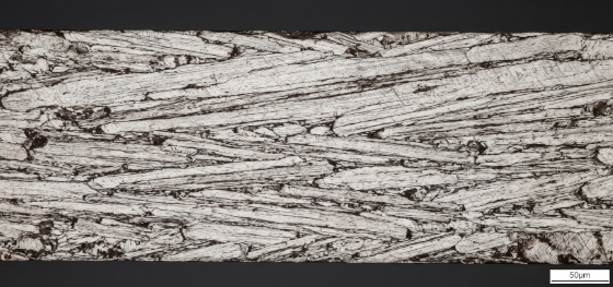 microscopic structural steel grain alignment