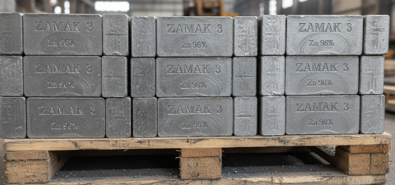 raw zinc ingots ready for high speed hot chamber injection