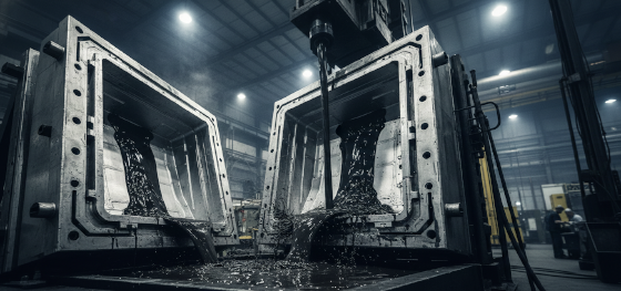 pumping liquid polyurethane into massive aluminum molds for hospital equipment pumping liquid polyurethane into massive aluminum molds for hospital equipment