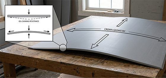 curvature and crown logic for dimensional stability in large RIM parts