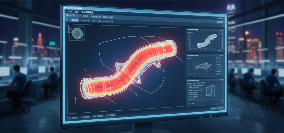 Design for manufacturing software analyzing an automotive duct and highlighting dangerous thin wall zones Design for manufacturing software analyzing an automotive duct and highlighting dangerous thin wall zones