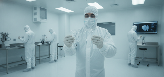 Sterile cleanroom environment producing transparent medical silicone seals for surgical devices