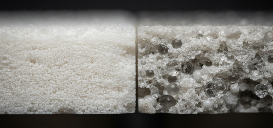 microscopic sintered nylon grain structure