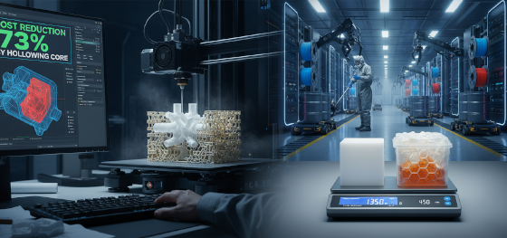 Engineering software highlighting thick digital geometry causing massively expensive raw material consumption