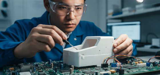 Medical device enclosure produced via vacuum casting being tested for bridge production validation Medical device enclosure produced via vacuum casting being tested for bridge production validation