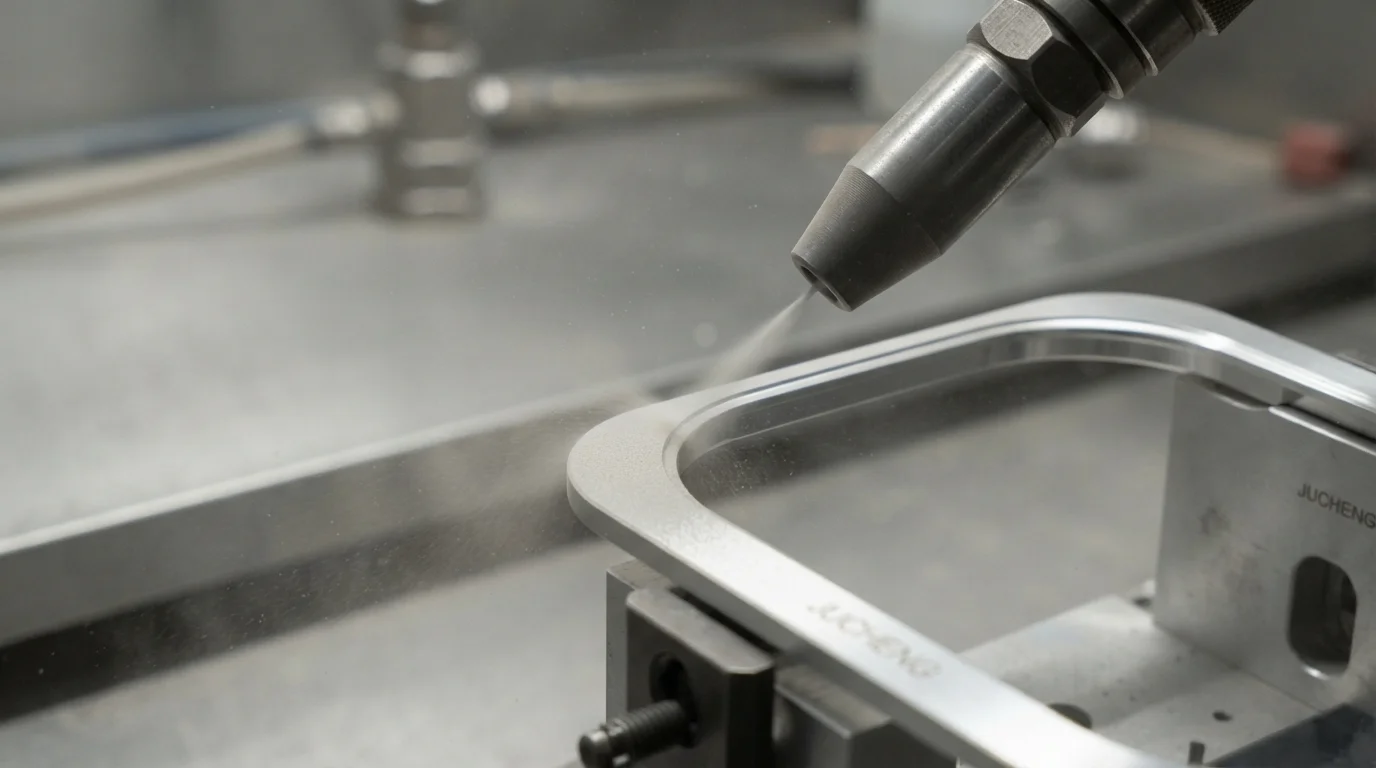 Aluminum cosmetic sandblasting process