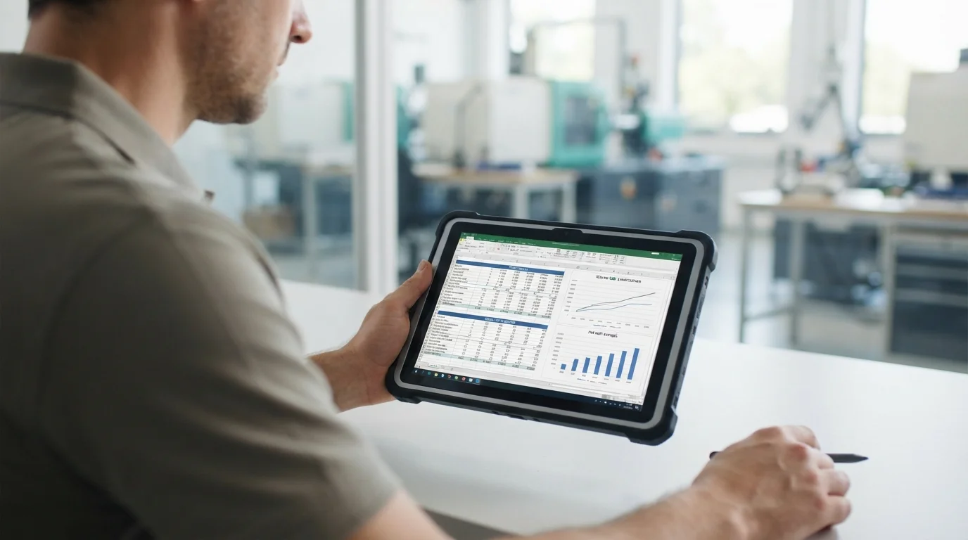 Amortization spreadsheet on tablet