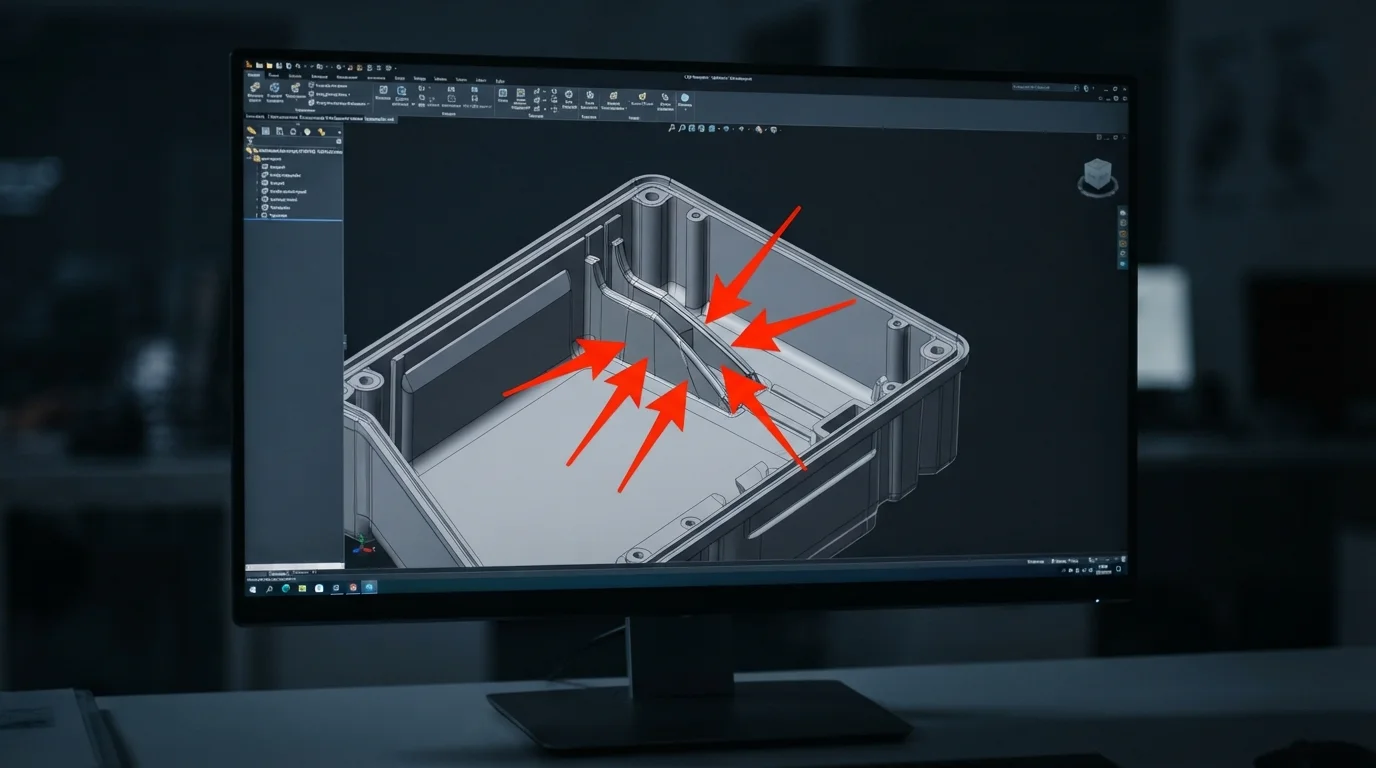 CAD model highlighting undercut feature