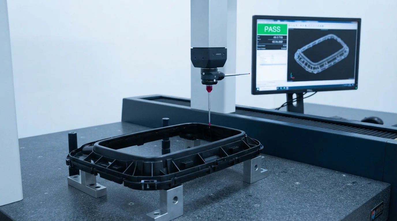 CMM inspecting molded part