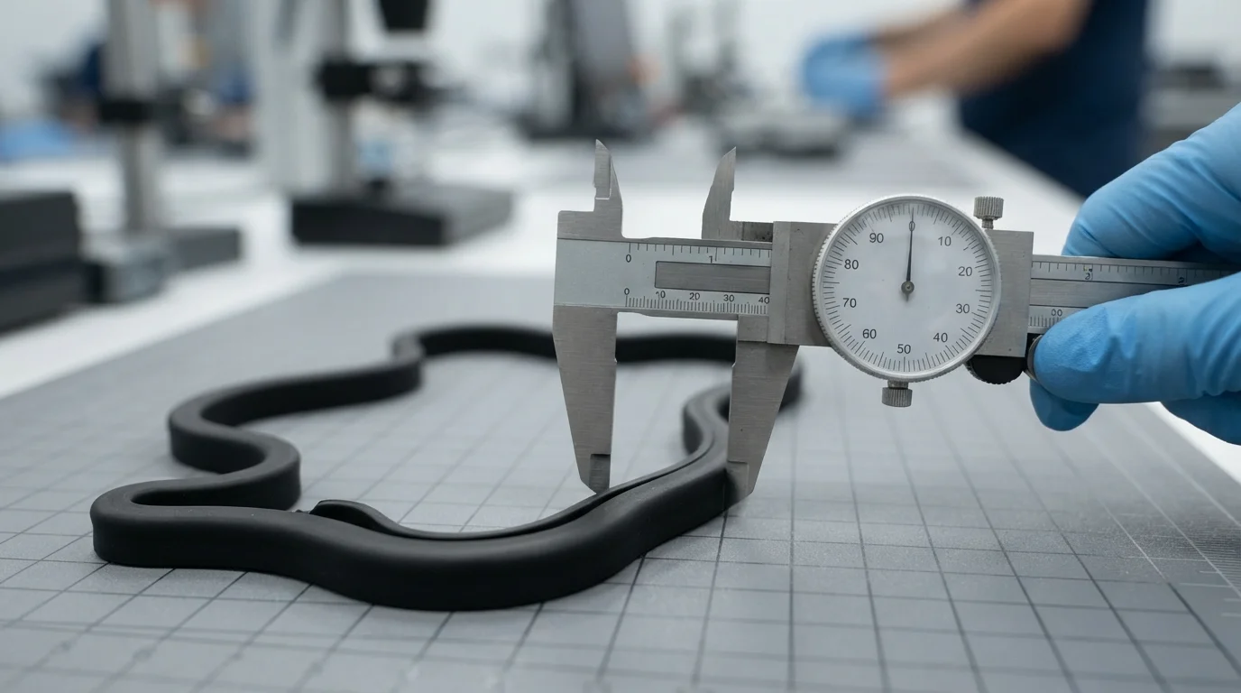 Calipers measuring soft elastomer part