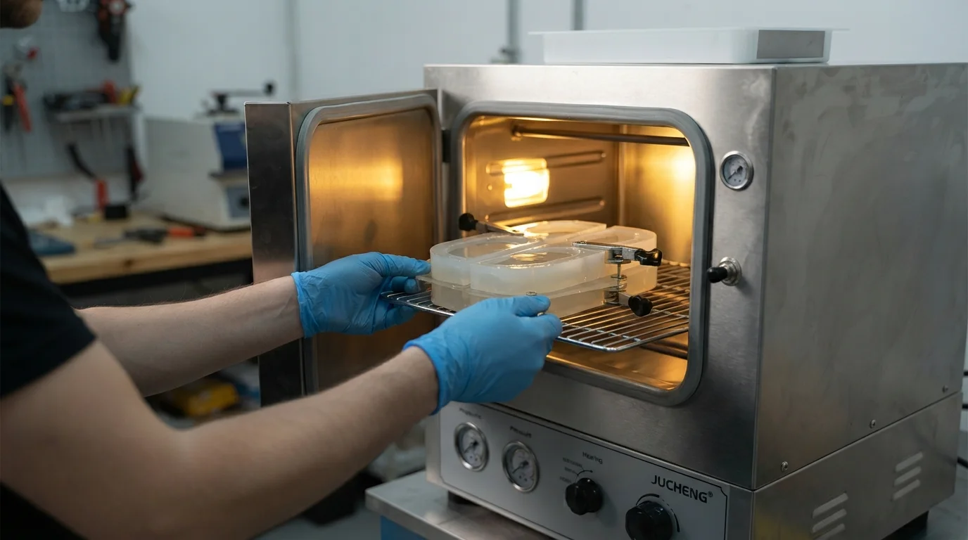 Curing chamber with warm light