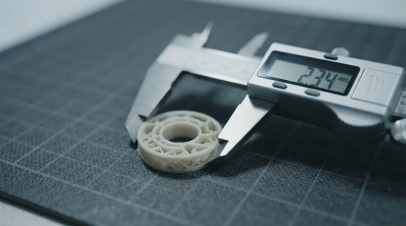 Digital calipers measuring bio polymer