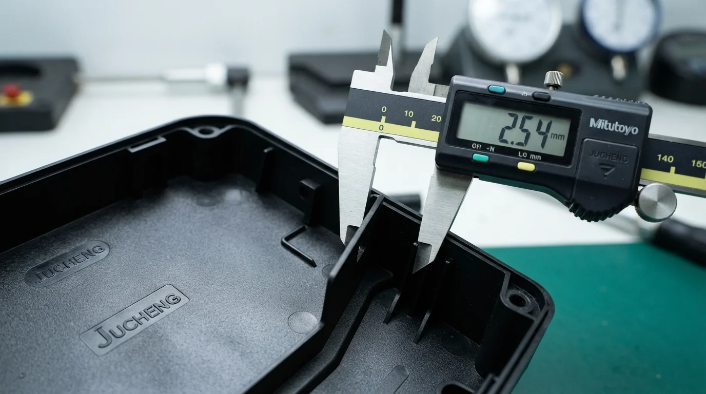Digital calliper measuring mold part