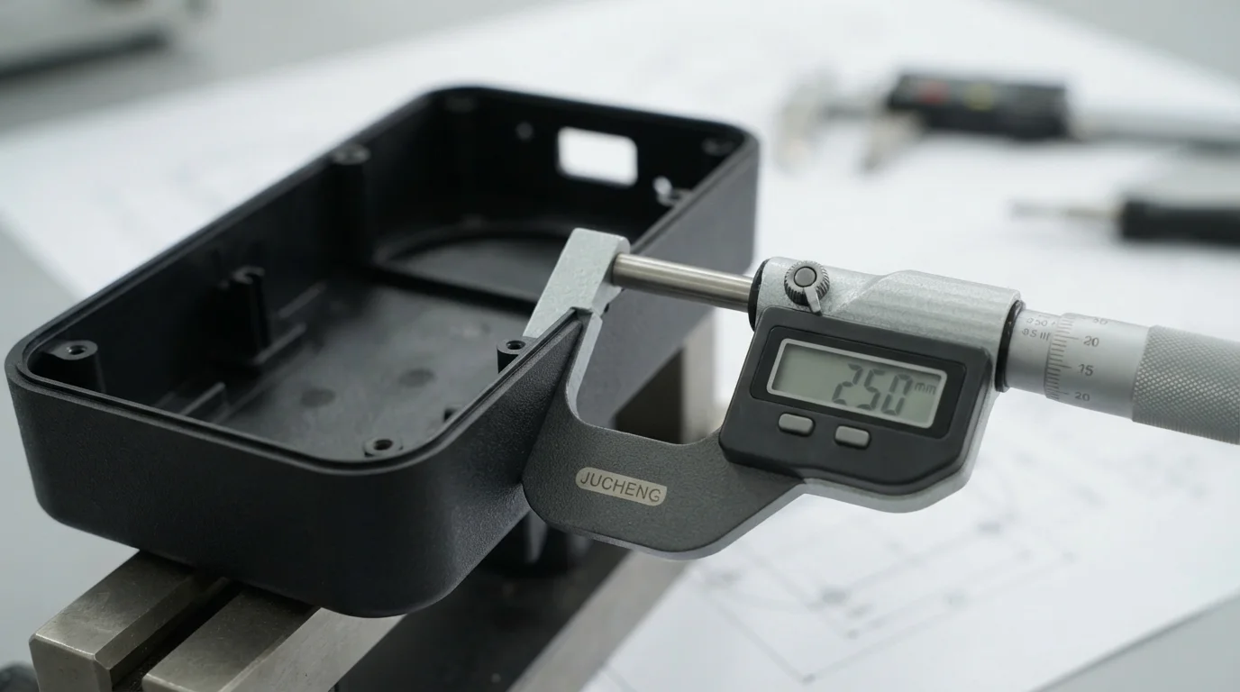Digital micrometer checking plastic wall