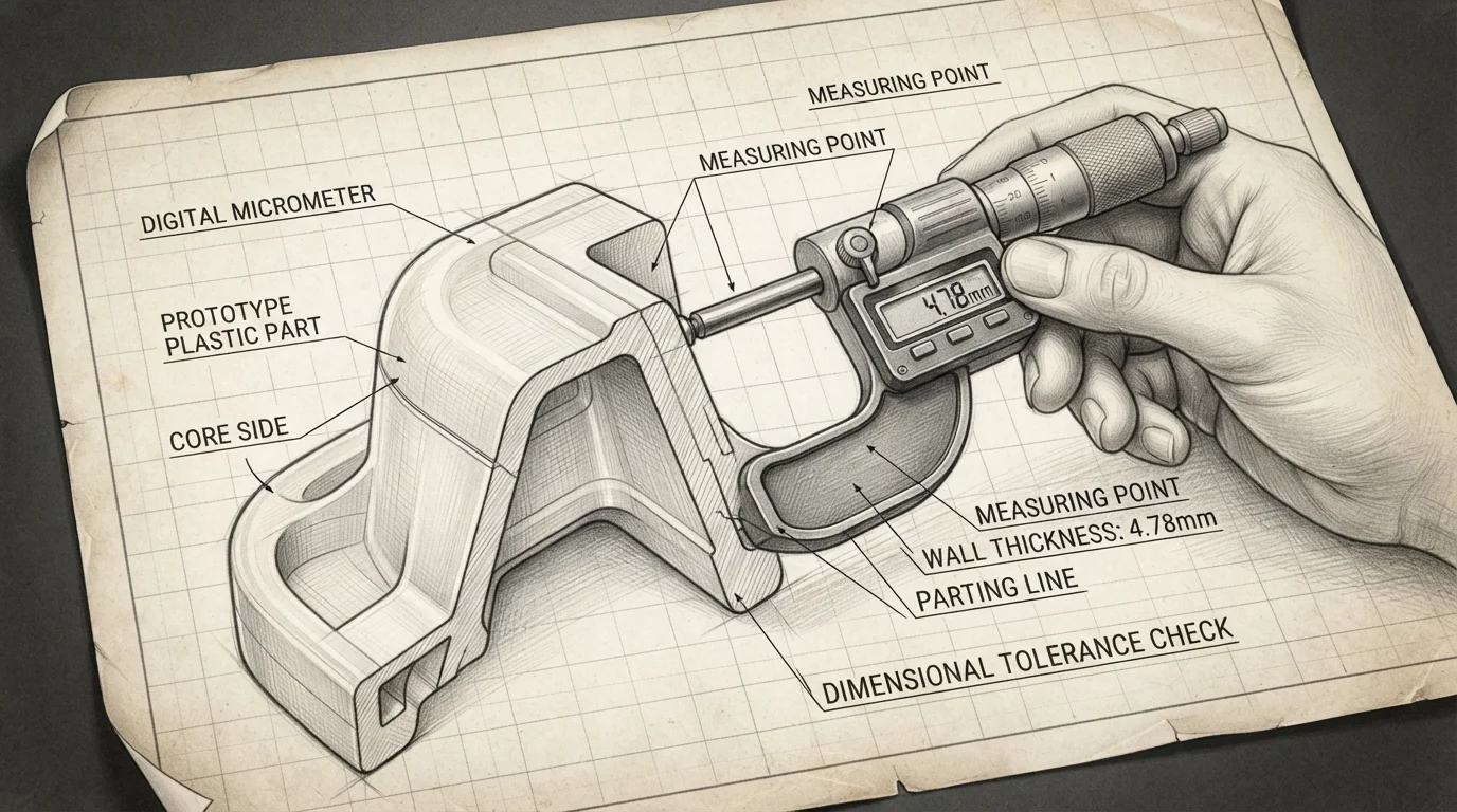 Drafting micrometer caliper measurement