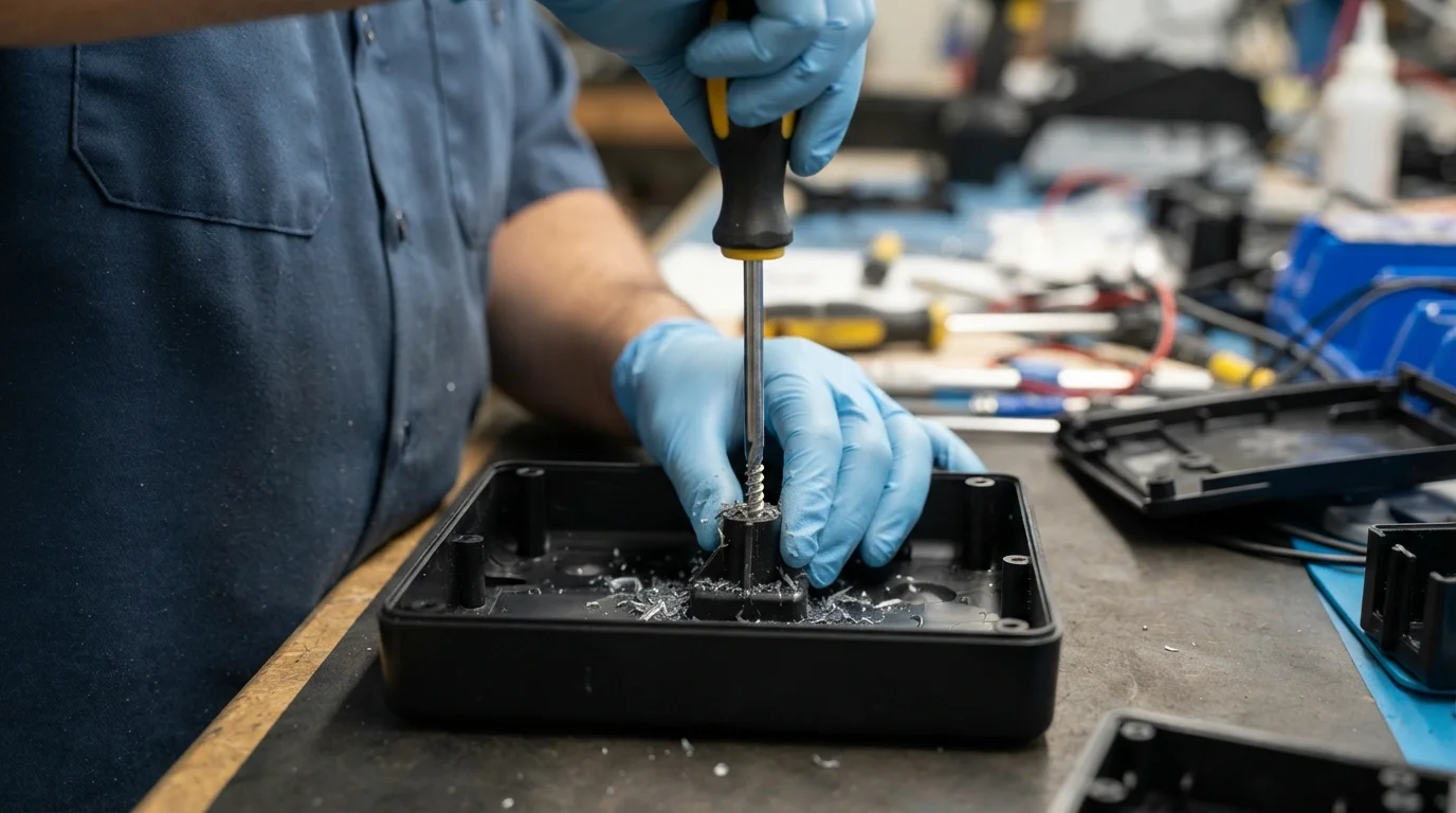 Driving screw into plastic boss