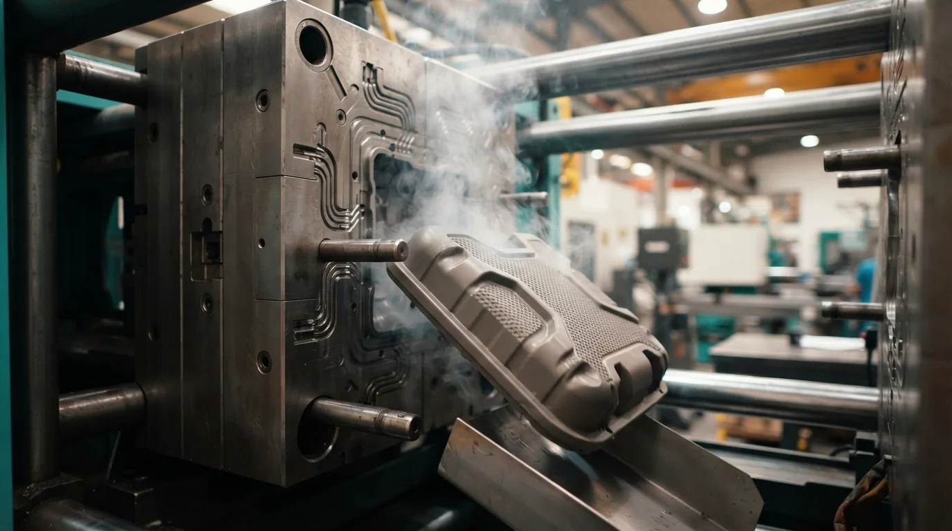 Ejecting warm polypropylene casing