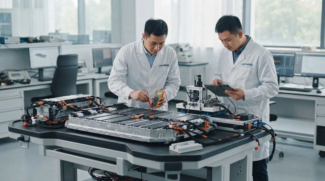 Engineers building battery system