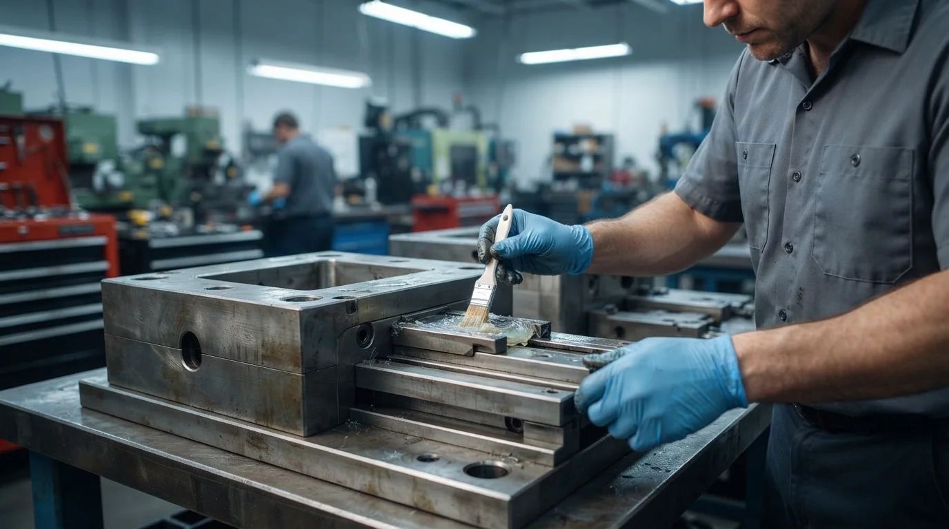 Greasing mold slide lifter