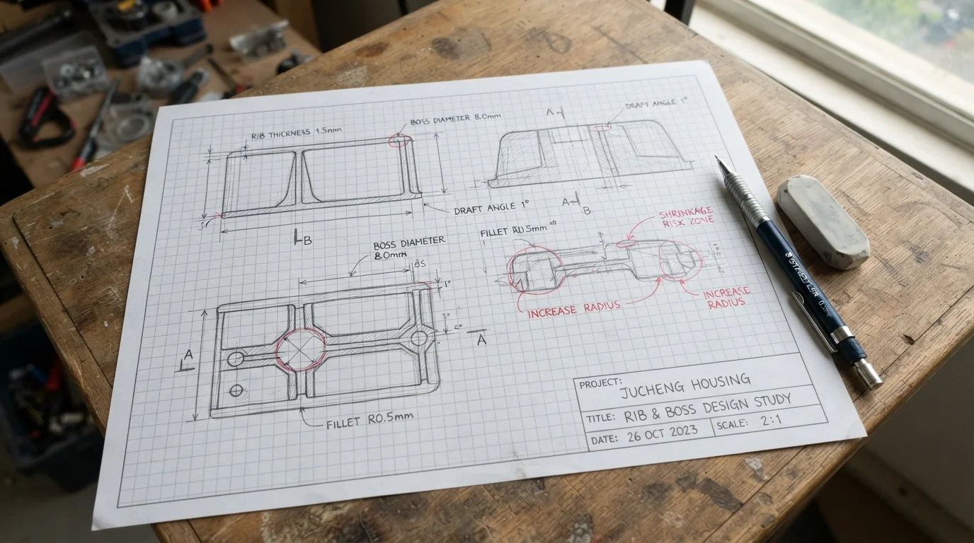 Hand drawn rib design sketch