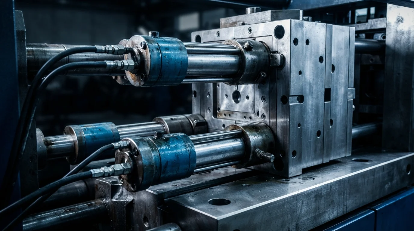 Hydraulic clamping unit on frame