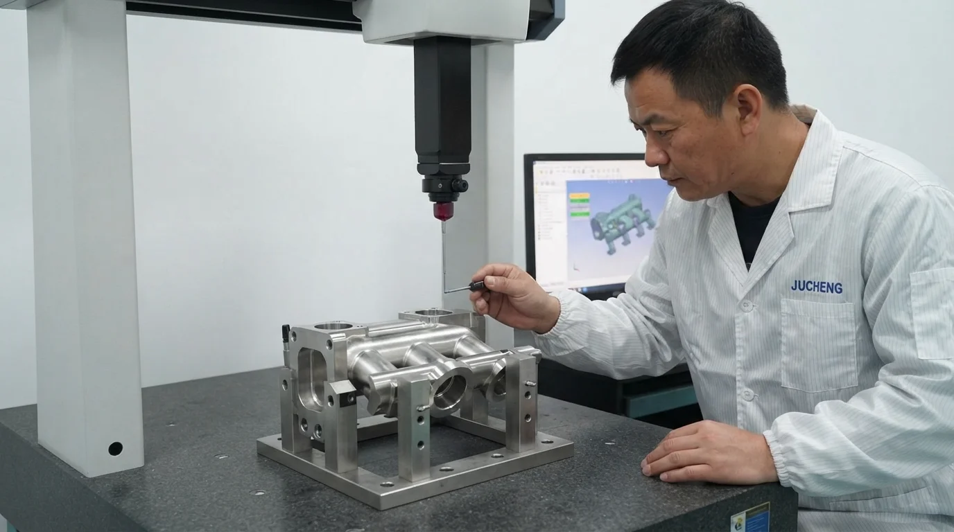 Inspecting machined steel manifold