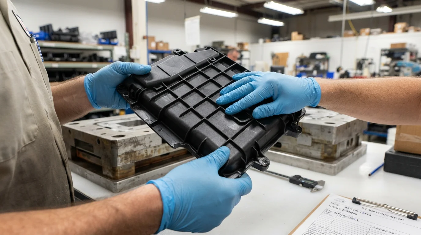 Inspecting molded polypropylene cover