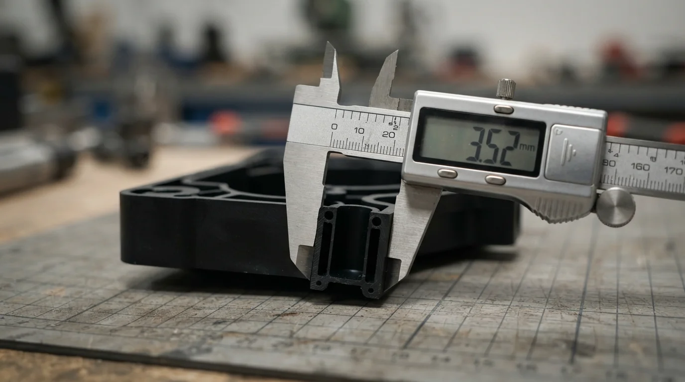 Measuring plastic wall width