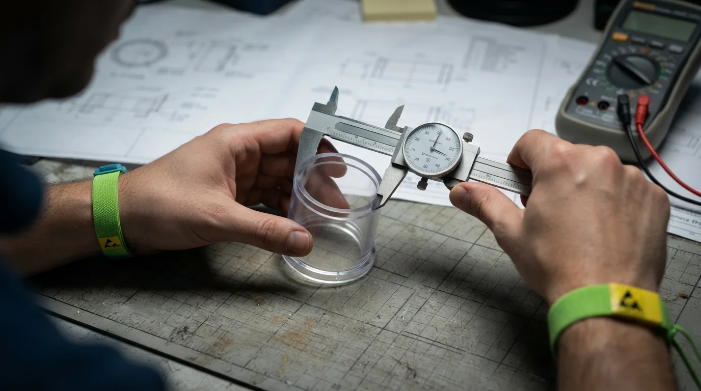 Measuring transparent plastic part